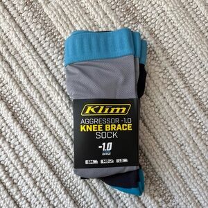 Klim Aggressor Knee Brace Sock - Gray & Blue snowmobile socks